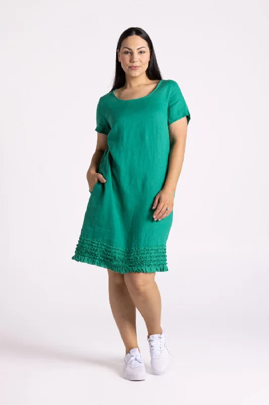 Vanessa Ruffle Hem Dress | Emerald