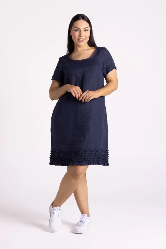 Vanessa Ruffle Hem Dress | Navy