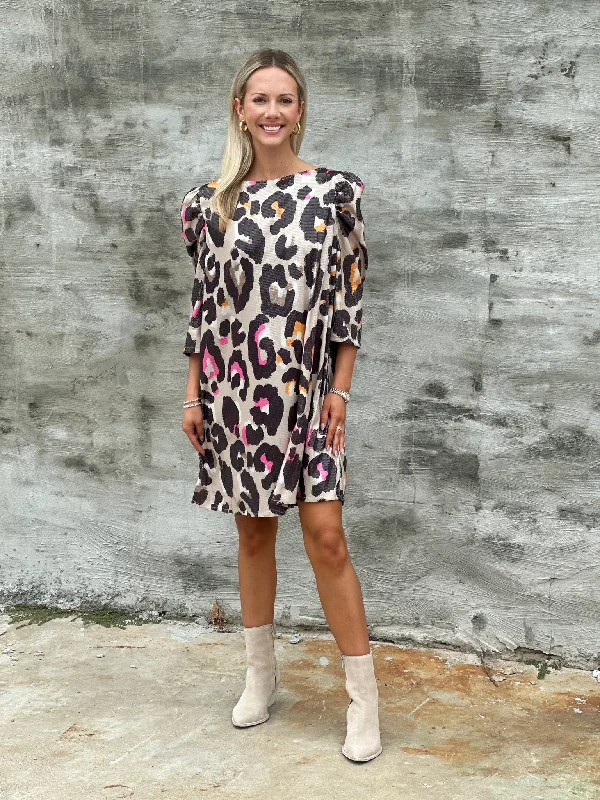 Vilagallo Meg Lente Animal Print Dress