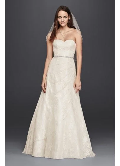 David's Bridal David's Bridal Allover Lace A-Line Wedding Dress