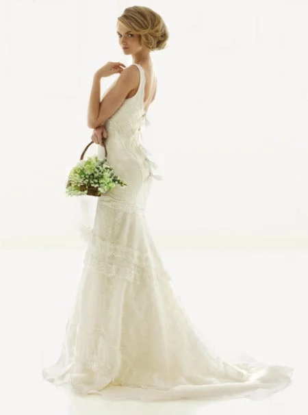 Melissa Sweet Organza Lace and Satin Trumpet Gown