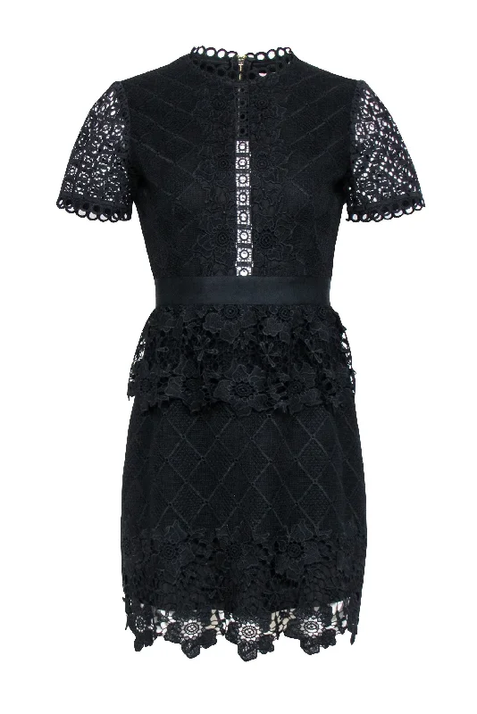 Ted Baker - Black Layered Lace Skater "Dixa" Dress Sz 4