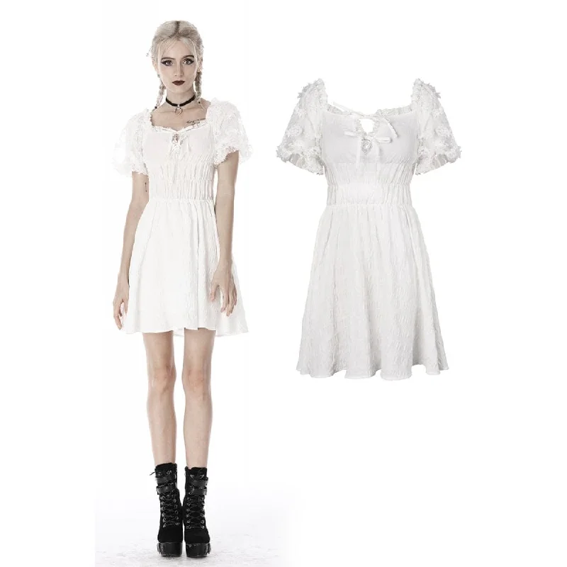 Women's Gothic Strappy Lace Sleeved Plunging Dress