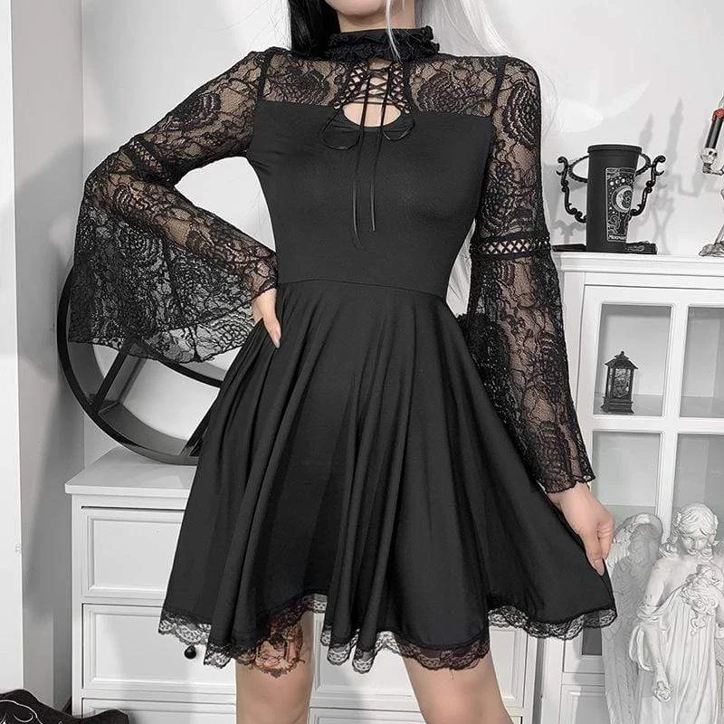 Women's Grunge Strappy Lace Splice Dress