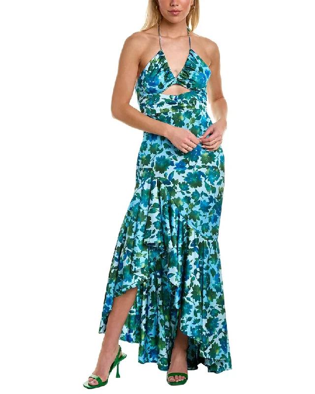 AMUR Edie Tie-Neck Maxi Dress