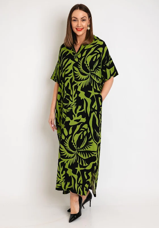 Natalia Collection One Size Print Maxi Dress, Kiwi