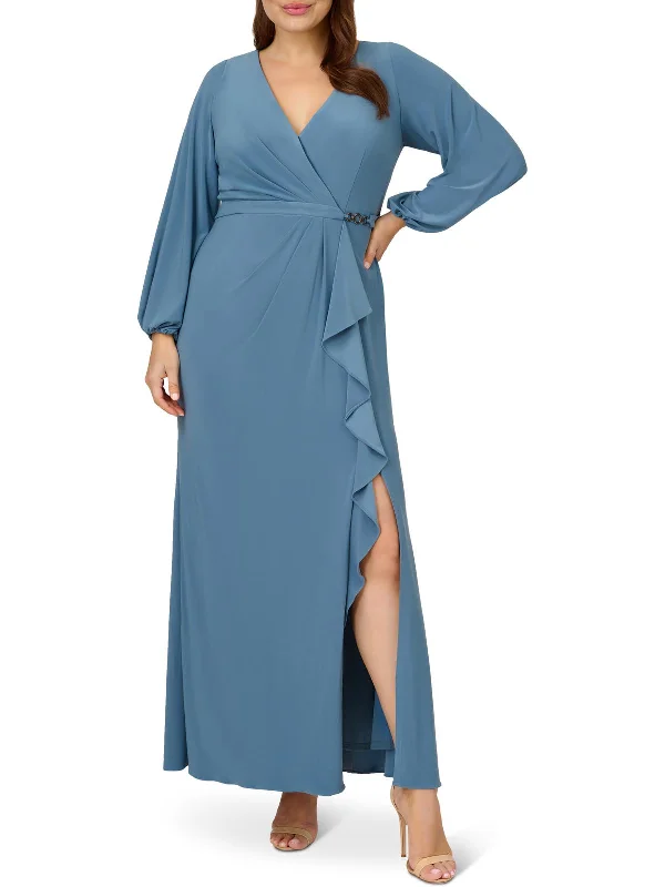 Plus Womens Boho Long Wrap Dress