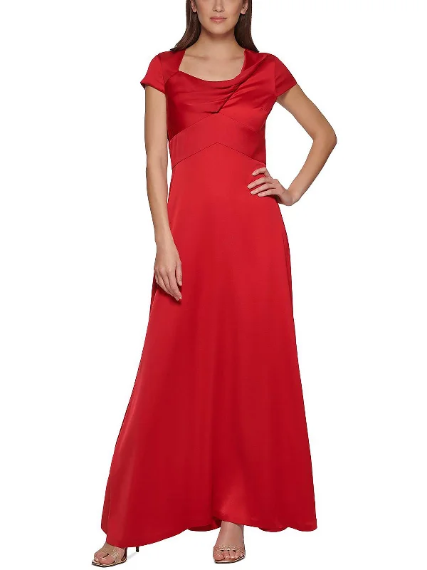 Womens Cap Sleeve Maxi Evening Dress