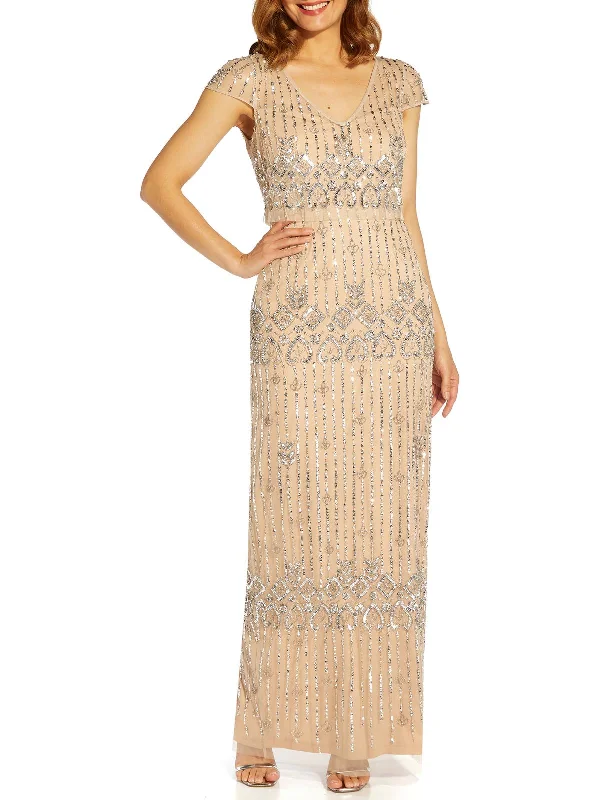 Womens Embellished Maxi Evening Dress