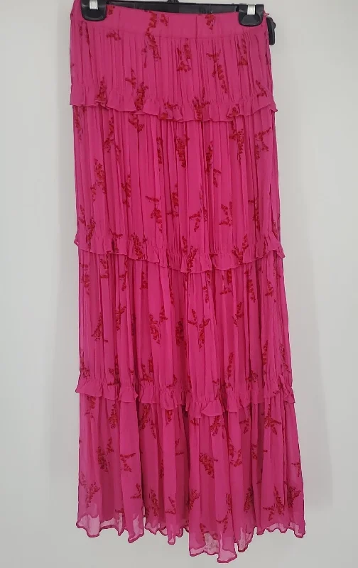 BA&SH Fuchsia Red Floral Maxi Length Size 4  (S) Skirt