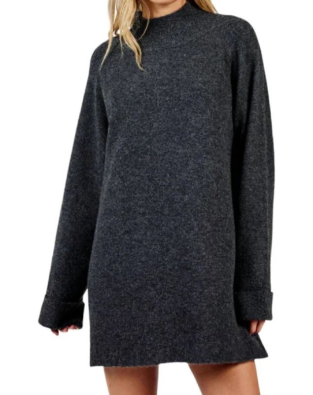 Carson Sweater Dress In Charcoal