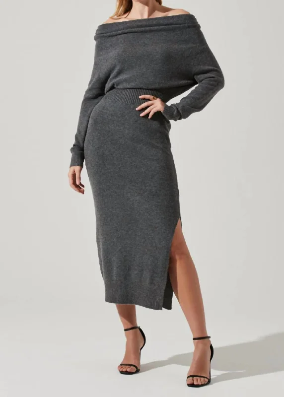 Cora Sweater Dress In Charcoal