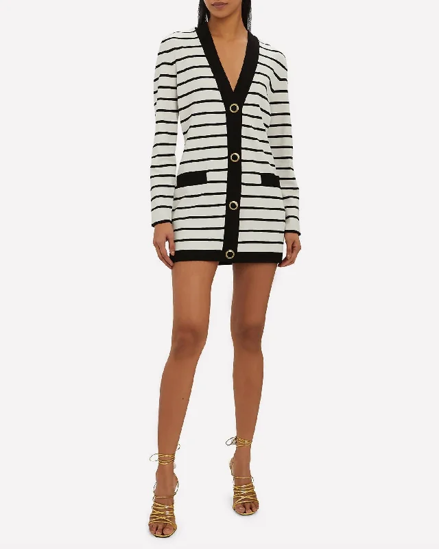 Sybilla Cardigan Sweater Dress In Black/white