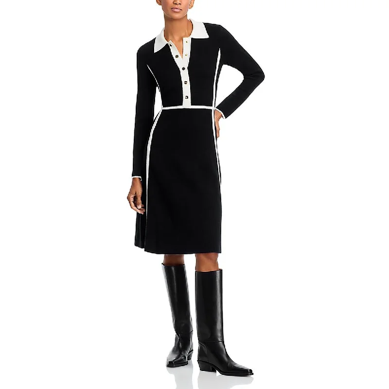 Womens Full length Contrast Trim Sweaterdress