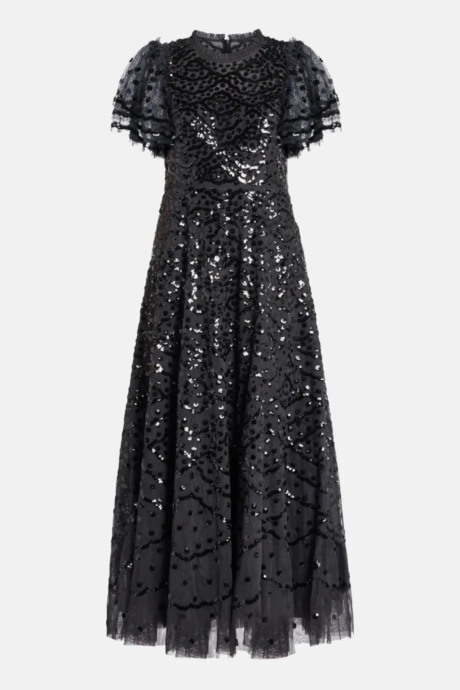 Deco Dot Sequin Evening Dress