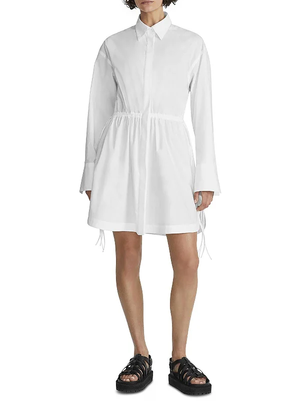 Fiona Womens Side Tie Cotton Shirtdress