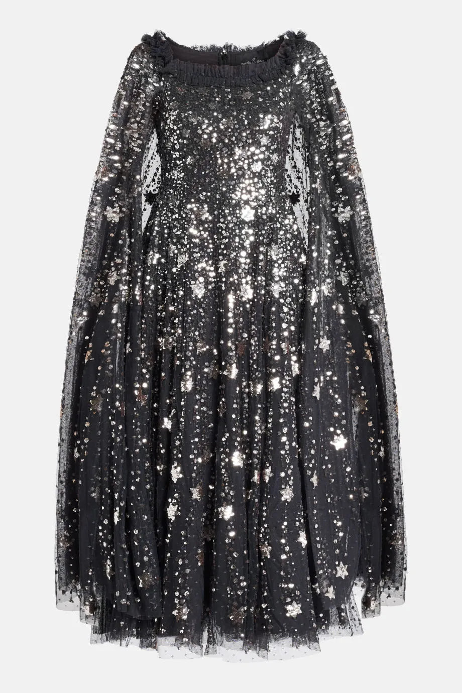 Shooting Stars Sequin Cape Evening Dress