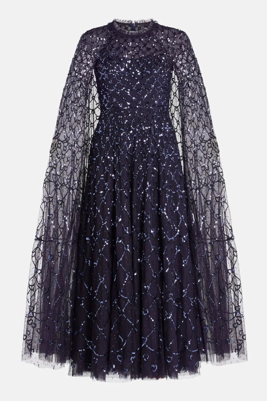 Shooting Stars Sequin Cape Evening Dress