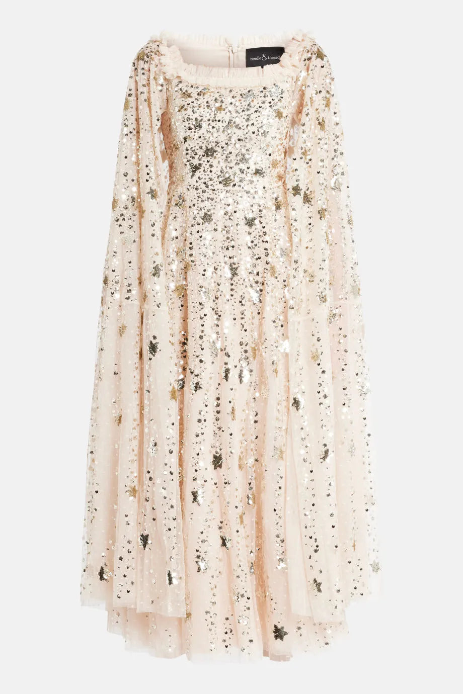 Shooting Stars Sequin Cape Evening Dress