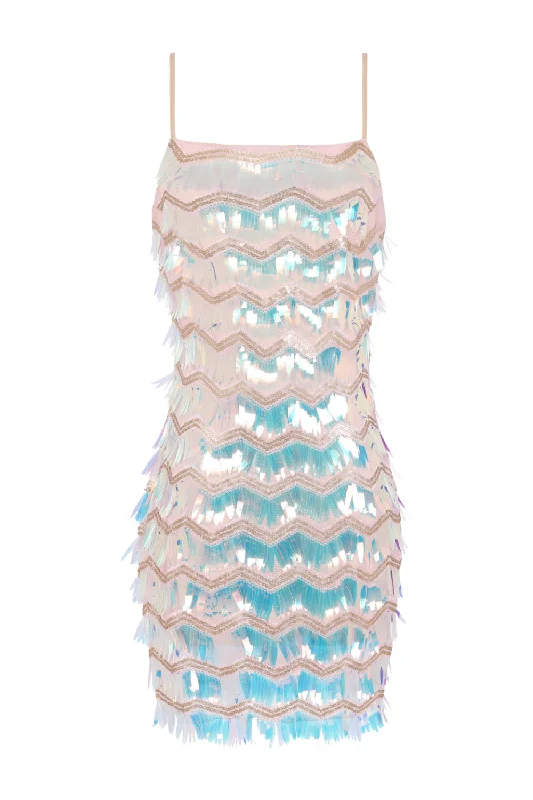 Showtime Unicorn Holographic Sequin Exposed Back Dress