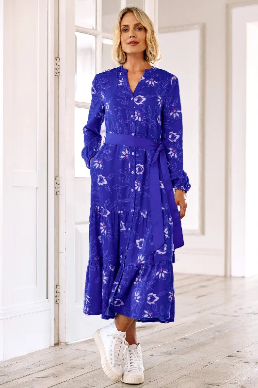 Jessica Shirt Dress | Waterlily Cobalt/Purple